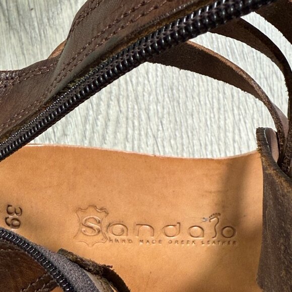 Sandalo Brown Hand Made Greek Gladiator Buckle Sandals - Picture 6 of 9
